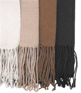 Echarpe en laine d'alpaga, 5 bandes Marron-bleu